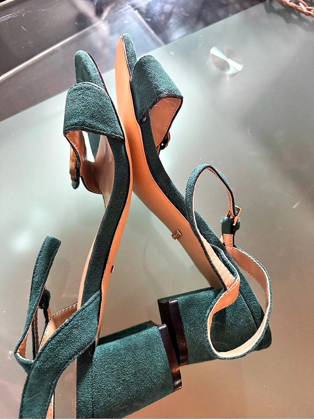 Gucci Women's Green Suede Logo Heels US 8.5 - Picture 5 of 8